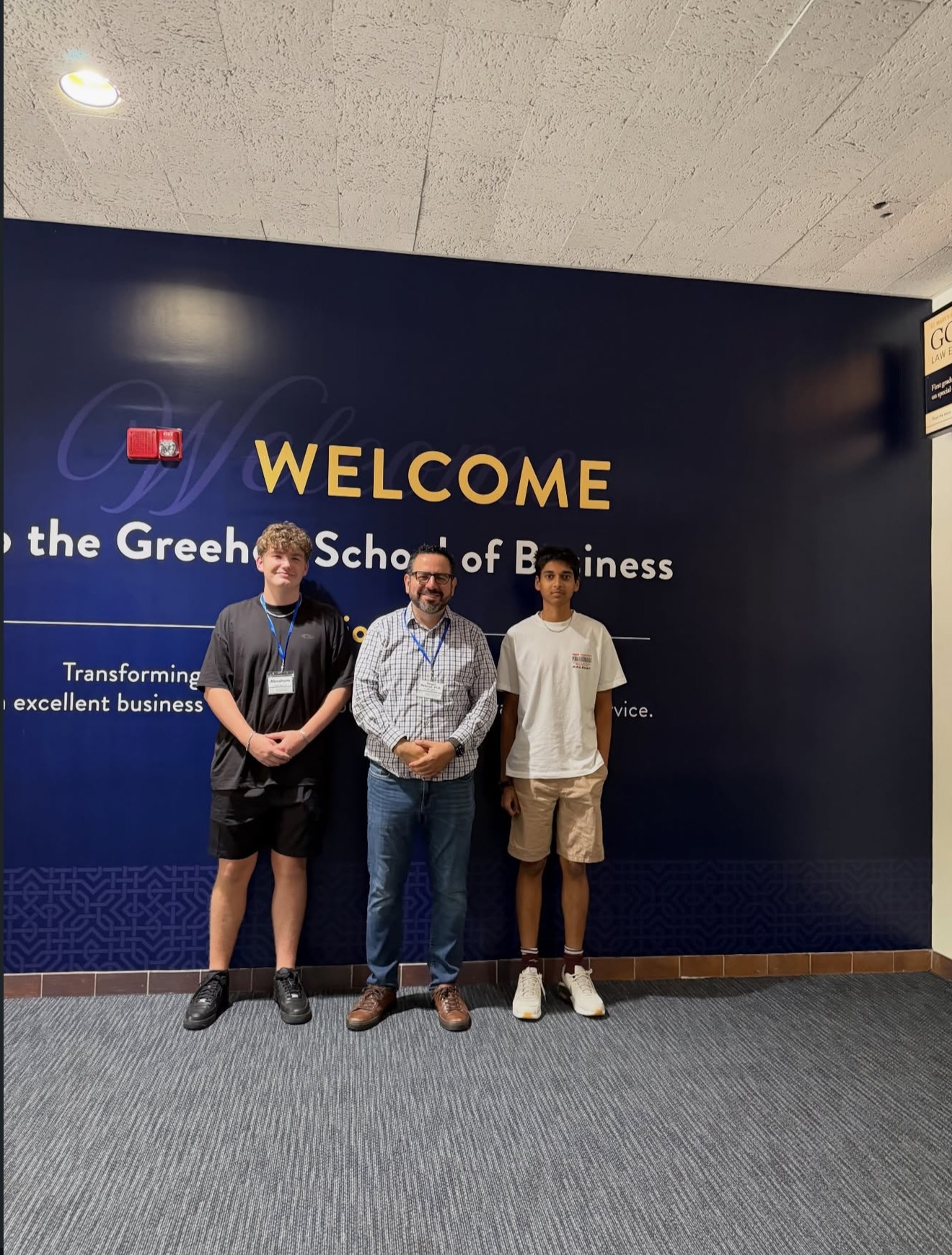 Rehan Raj and a friend with Dr. Sergio Palacios at the St. Mary's Greehey School of Business summer course